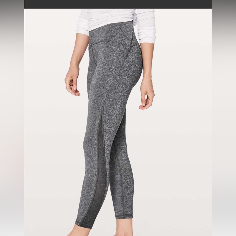 ❤️ LULULEMON Train Times 7/8 Pant *25” Heathered Black Luxtreme Mesh SZ4